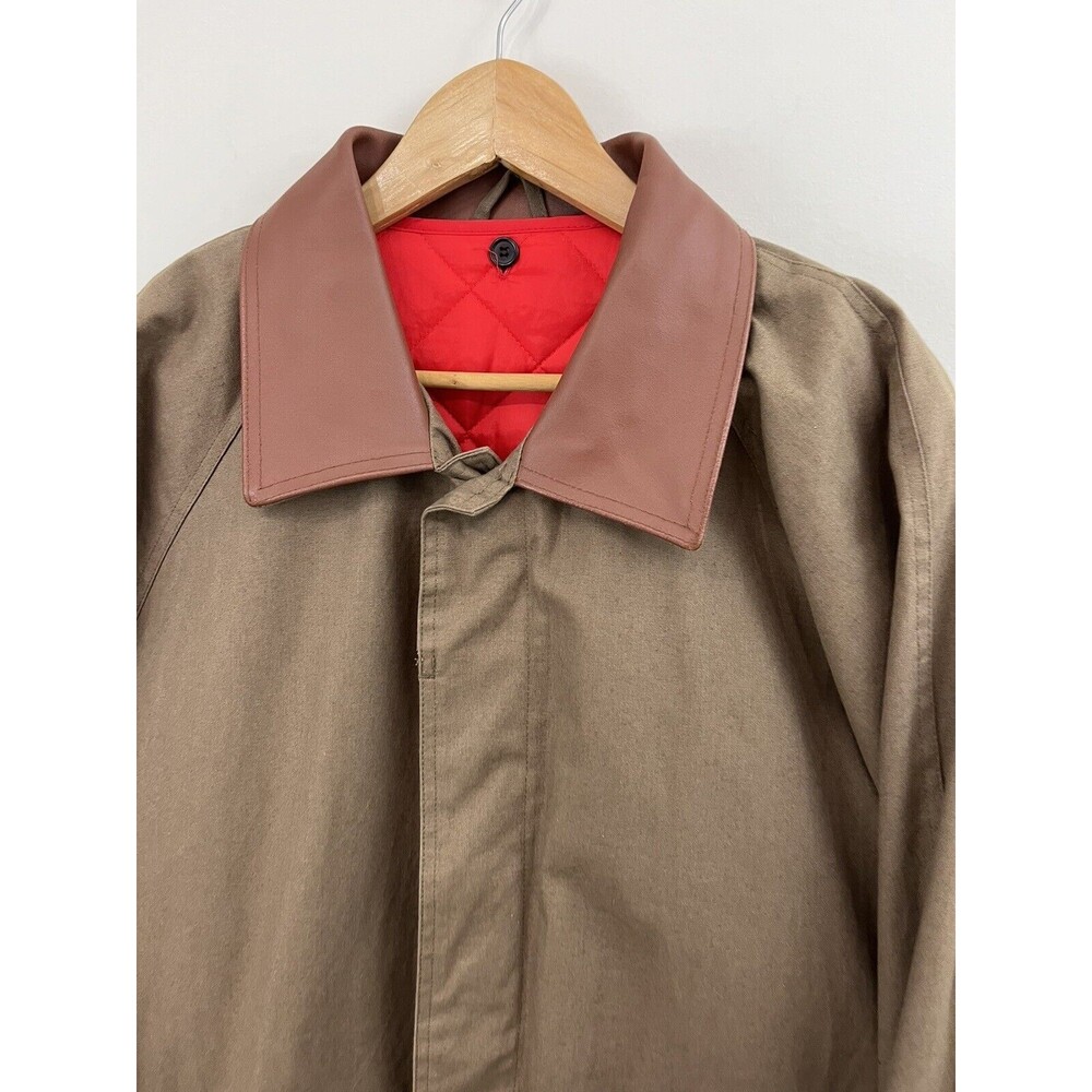 Gilrichco Mens Canvas Trench Coat Sz XL Convertible Removable Lining Leather - Picture 3 of 13